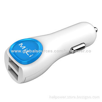 Dual port car mounted charger for smartphone
